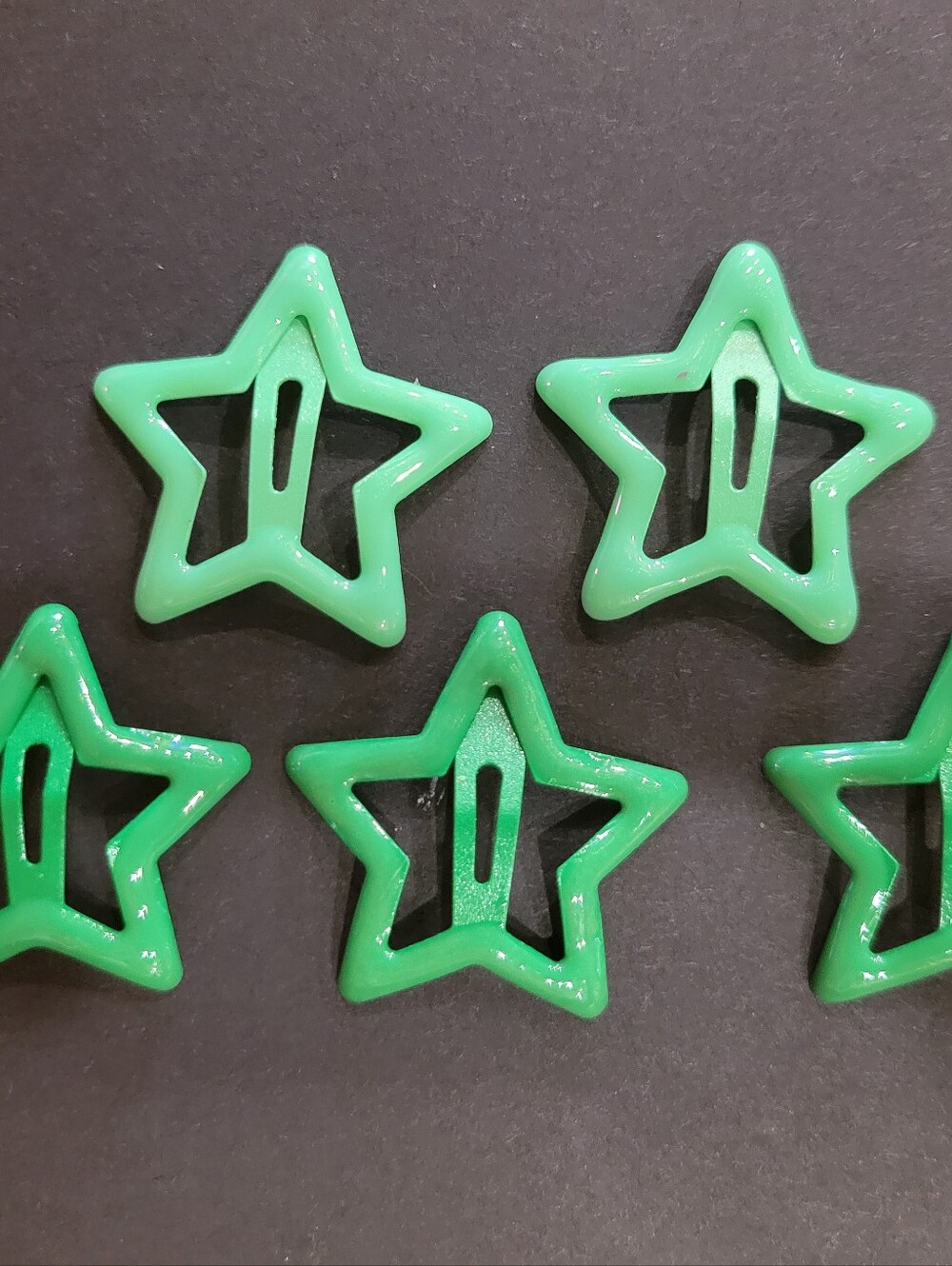 Star Hair Clips - Light And Dark Green Set